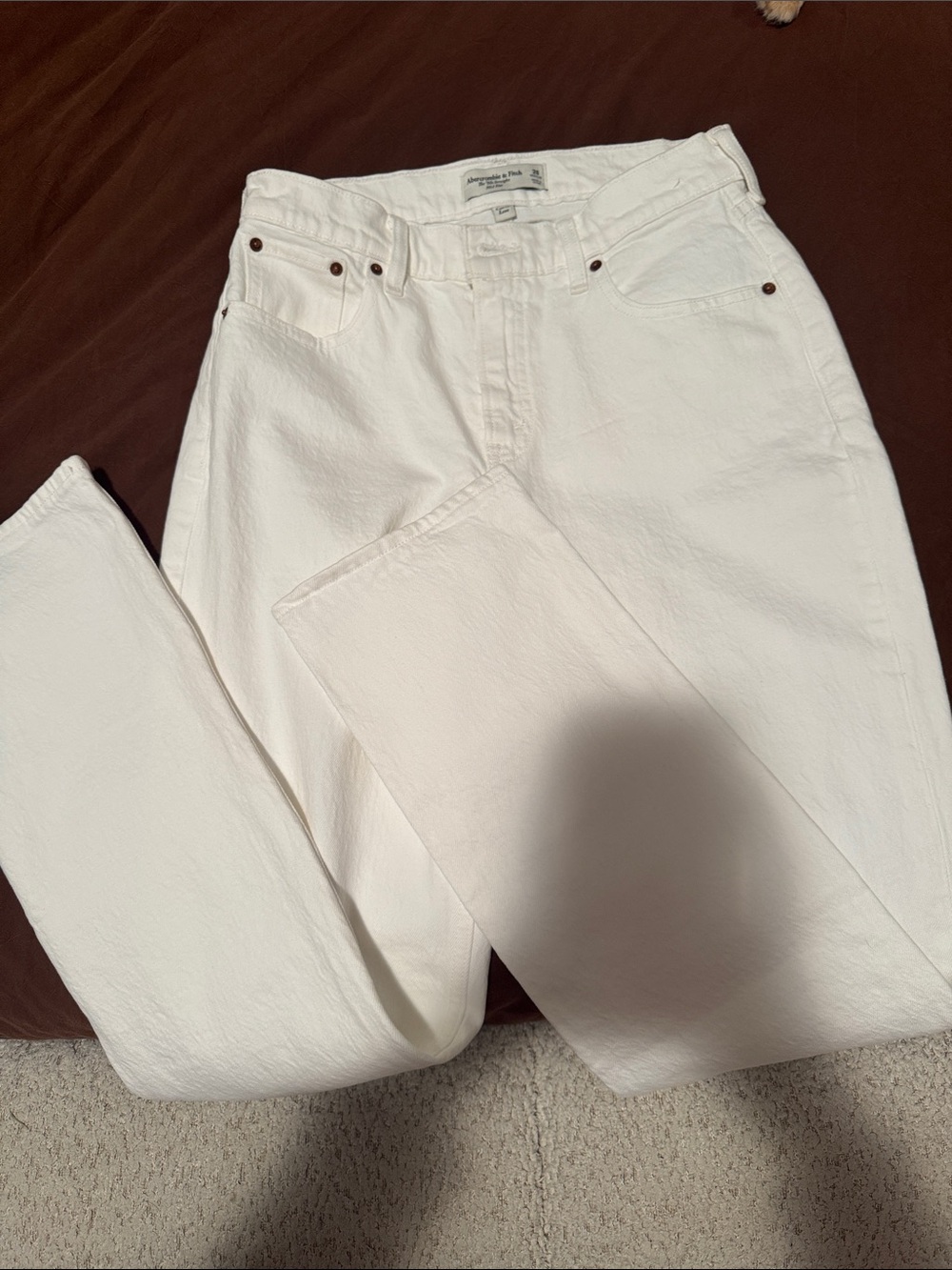 Abercrombie & Fitch Women’s White Straight Leg Jeans